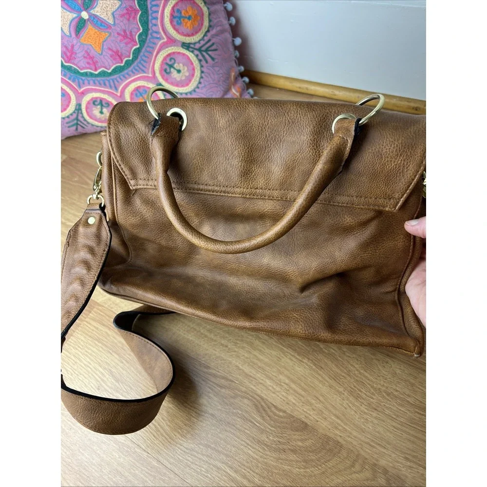 Steve Madden Handbag Vegan Leather Bag Brown Purse CrossBody + Handle Boho Hippy